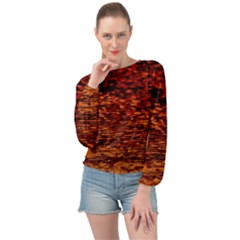 Red Waves Flow Series 2 Banded Bottom Chiffon Top by DimitriosArt