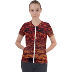 Red Waves Flow Series 2 Short Sleeve Zip Up Jacket by DimitriosArt