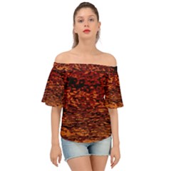 Red Waves Flow Series 2 Off Shoulder Short Sleeve Top by DimitriosArt