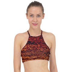 Red Waves Flow Series 2 Racer Front Bikini Top by DimitriosArt