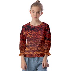 Red Waves Flow Series 2 Kids  Cuff Sleeve Top