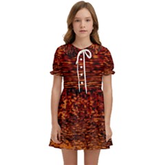 Red Waves Flow Series 2 Kids  Sweet Collar Dress by DimitriosArt