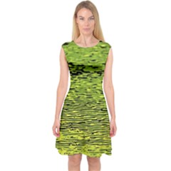 Green Waves Flow Series 1 Capsleeve Midi Dress