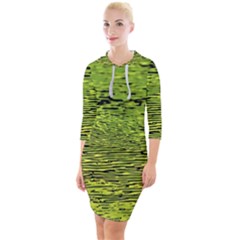 Green Waves Flow Series 1 Quarter Sleeve Hood Bodycon Dress by DimitriosArt