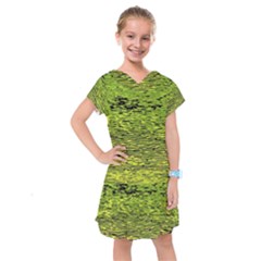 Green Waves Flow Series 1 Kids  Drop Waist Dress by DimitriosArt