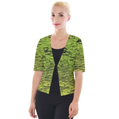 Green Waves Flow Series 1 Cropped Button Cardigan by DimitriosArt