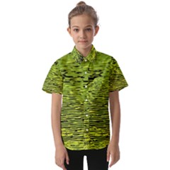 Green Waves Flow Series 1 Kids  Short Sleeve Shirt by DimitriosArt