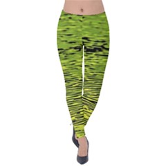 Green Waves Flow Series 1 Velvet Leggings by DimitriosArt