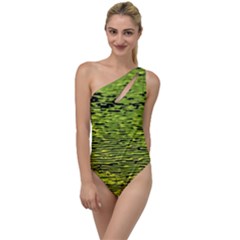 Green Waves Flow Series 1 To One Side Swimsuit by DimitriosArt