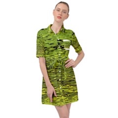 Green Waves Flow Series 1 Belted Shirt Dress by DimitriosArt