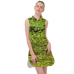 Green Waves Flow Series 1 Sleeveless Shirt Dress by DimitriosArt