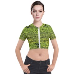 Green Waves Flow Series 1 Short Sleeve Cropped Jacket by DimitriosArt