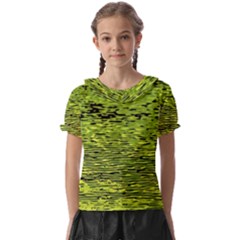 Green Waves Flow Series 1 Kids  Frill Chiffon Blouse by DimitriosArt