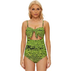 Green Waves Flow Series 1 Knot Front One-piece Swimsuit