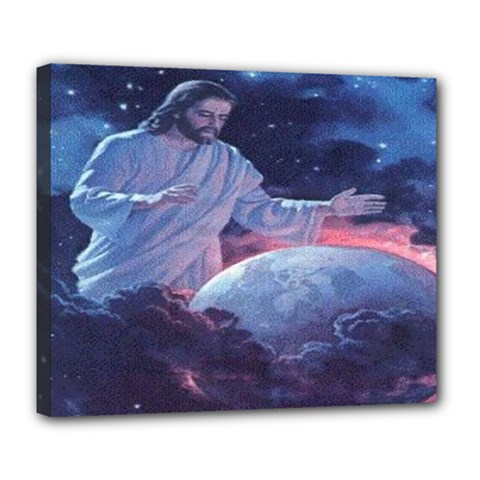 Jesus Watching Over Earth Deluxe Canvas 24  X 20  (framed) by Infinities