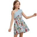 boho flower light blue Kids  One Shoulder Party Dress View2