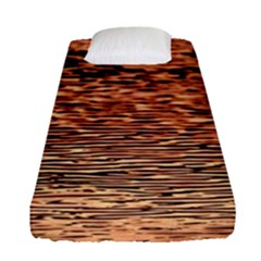 Orange  Waves Flow Series 1 Fitted Sheet (single Size) by DimitriosArt