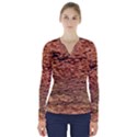 Orange  Waves Flow Series 1 V-Neck Long Sleeve Top View1