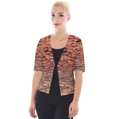 Orange  Waves Flow Series 1 Cropped Button Cardigan by DimitriosArt