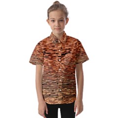 Orange  Waves Flow Series 1 Kids  Short Sleeve Shirt by DimitriosArt