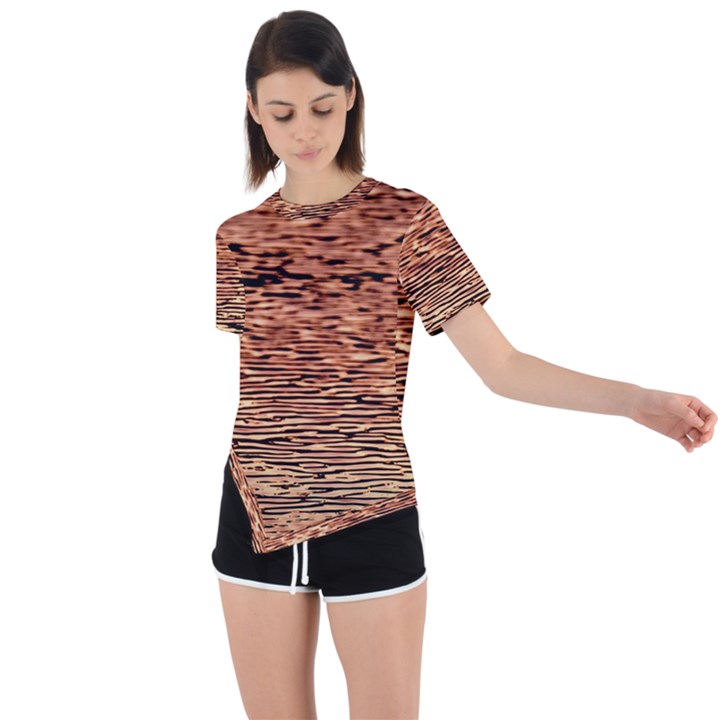 Orange  Waves Flow Series 1 Asymmetrical Short Sleeve Sports Tee