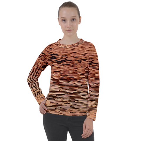 Orange  Waves Flow Series 1 Women s Long Sleeve Raglan Tee by DimitriosArt