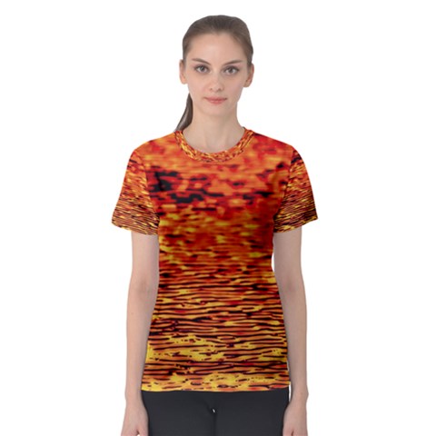 Red Waves Flow Series 2 Women s Sport Mesh Tee by DimitriosArt