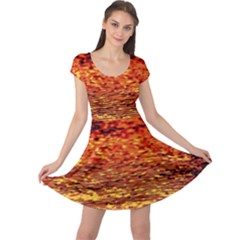 Red Waves Flow Series 2 Cap Sleeve Dress by DimitriosArt