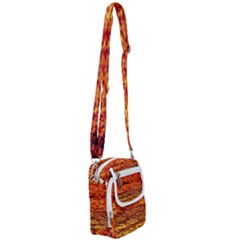 Red Waves Flow Series 2 Shoulder Strap Belt Bag by DimitriosArt