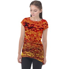 Red Waves Flow Series 2 Cap Sleeve High Low Top by DimitriosArt