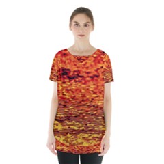 Red Waves Flow Series 2 Skirt Hem Sports Top by DimitriosArt