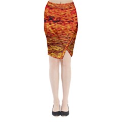 Red Waves Flow Series 2 Midi Wrap Pencil Skirt by DimitriosArt