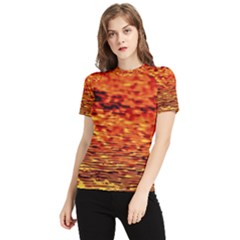 Red Waves Flow Series 2 Women s Short Sleeve Rash Guard by DimitriosArt