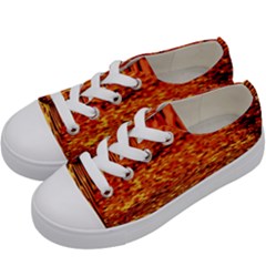 Red Waves Flow Series 2 Kids  Low Top Canvas Sneakers by DimitriosArt