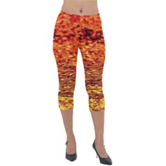 Red Waves Flow Series 2 Lightweight Velour Capri Leggings  by DimitriosArt