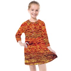 Red Waves Flow Series 2 Kids  Quarter Sleeve Shirt Dress by DimitriosArt