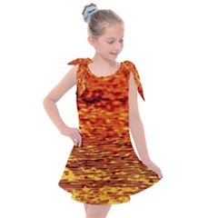 Red Waves Flow Series 2 Kids  Tie Up Tunic Dress by DimitriosArt