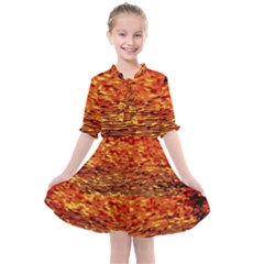 Red Waves Flow Series 2 Kids  All Frills Chiffon Dress by DimitriosArt