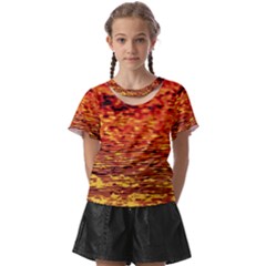 Red Waves Flow Series 2 Kids  Front Cut Tee by DimitriosArt