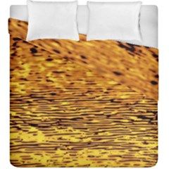 Gold Waves Flow Series 1 Duvet Cover Double Side (king Size) by DimitriosArt