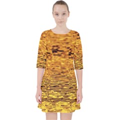 Gold Waves Flow Series 1 Quarter Sleeve Pocket Dress by DimitriosArt