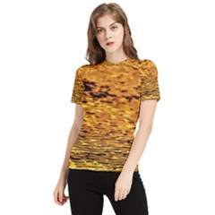 Gold Waves Flow Series 1 Women s Short Sleeve Rash Guard by DimitriosArt