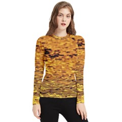 Gold Waves Flow Series 1 Women s Long Sleeve Rash Guard by DimitriosArt