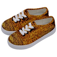 Gold Waves Flow Series 1 Kids  Classic Low Top Sneakers by DimitriosArt