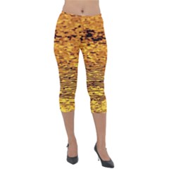 Gold Waves Flow Series 1 Lightweight Velour Capri Leggings  by DimitriosArt