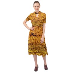 Gold Waves Flow Series 1 Keyhole Neckline Chiffon Dress by DimitriosArt