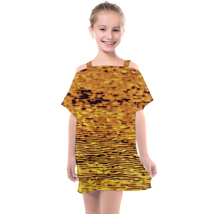 Gold Waves Flow Series 1 Kids  One Piece Chiffon Dress