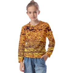 Gold Waves Flow Series 1 Kids  Long Sleeve Tee With Frill 