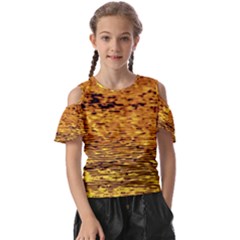 Gold Waves Flow Series 1 Kids  Butterfly Cutout Tee by DimitriosArt