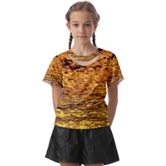 Gold Waves Flow Series 1 Kids  Front Cut Tee by DimitriosArt